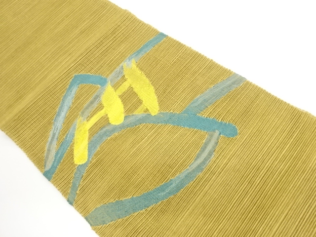 JAPANESE KIMONO / NAGOYA OBI FOR SUMMER / TSUMUGI / WOVEN ABSTRACT PATTERN